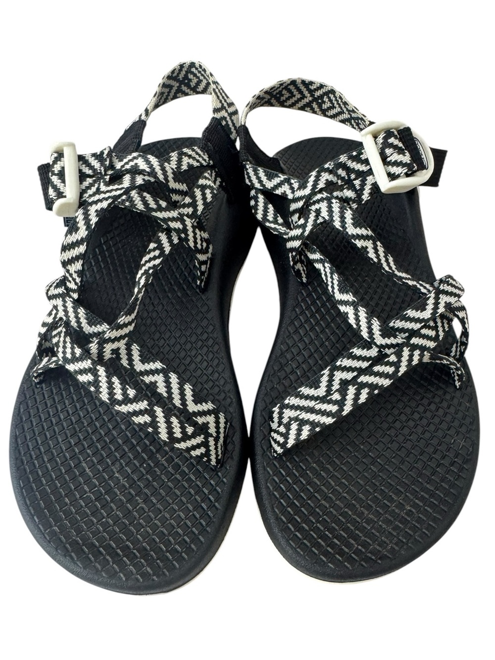 Chaco Women's Black Sandals with White Patterned Straps